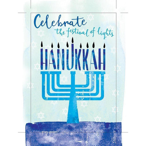 Hanukkah Black Modern Wood Framed Art Print by P.S. Art