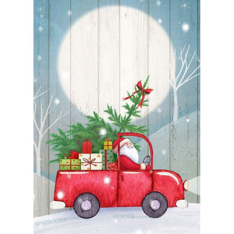 Santa Truck Black Modern Wood Framed Art Print with Double Matting by P.S. Art