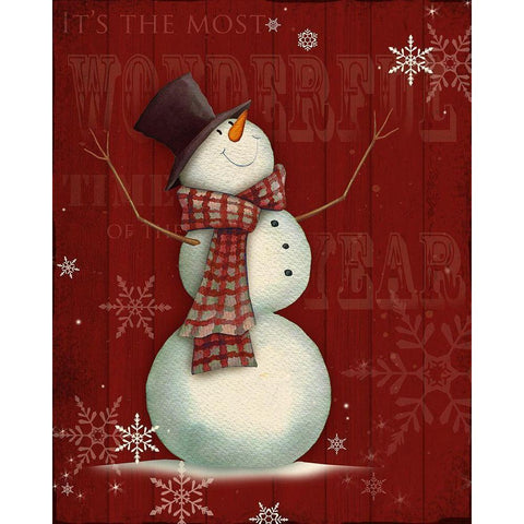 Snowman I White Modern Wood Framed Art Print by P.S. Art