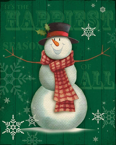 Snowman II Black Ornate Wood Framed Art Print with Double Matting by P.S. Art