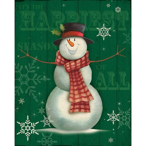 Snowman II Black Modern Wood Framed Art Print with Double Matting by P.S. Art