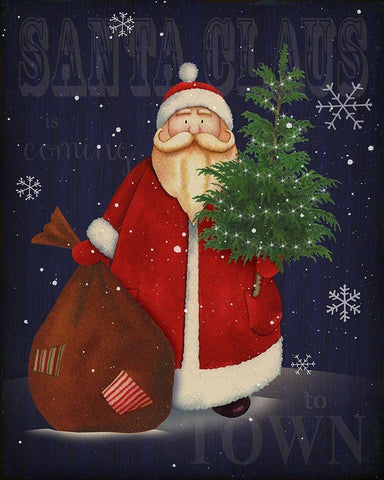 Santa Black Ornate Wood Framed Art Print with Double Matting by P.S. Art