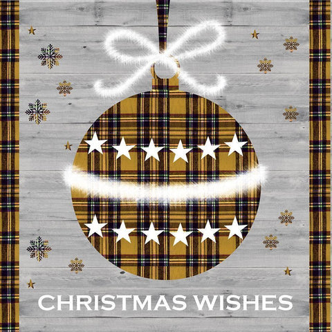 Christmas Wishes Ornament Gold Ornate Wood Framed Art Print with Double Matting by P.S. Art