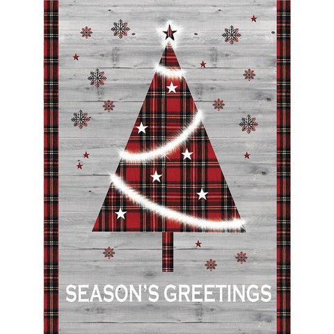 Seasons Greetings Tree White Modern Wood Framed Art Print by P.S. Art