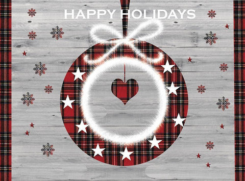 Happy Holidays Wreath Black Ornate Wood Framed Art Print with Double Matting by P.S. Art
