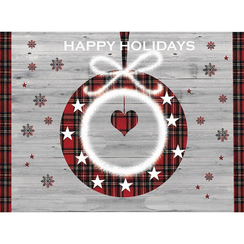 Happy Holidays Wreath Black Modern Wood Framed Art Print by P.S. Art