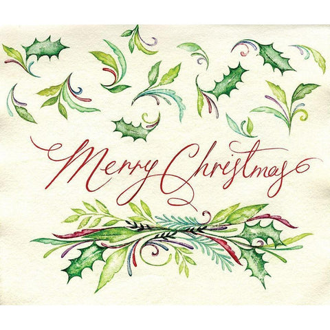 Merry Christmas White Modern Wood Framed Art Print by P.S. Art