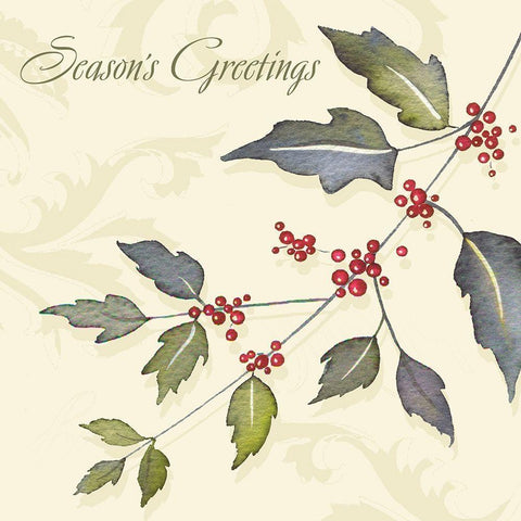 Seasons Greetings White Modern Wood Framed Art Print by P.S. Art