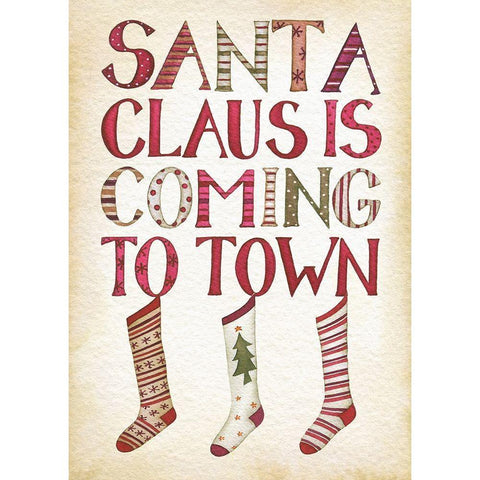 Santa Claus is Coming to Town Black Modern Wood Framed Art Print with Double Matting by P.S. Art