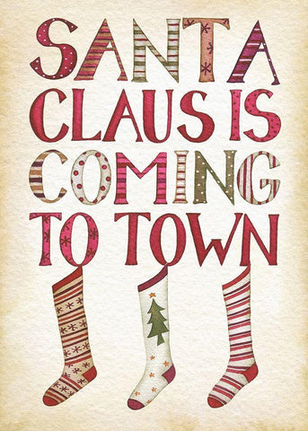 Santa Claus is Coming to Town White Modern Wood Framed Art Print with Double Matting by P.S. Art