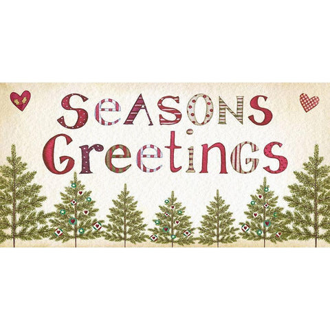 Seasons Greetings White Modern Wood Framed Art Print by P.S. Art