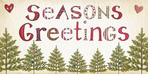 Seasons Greetings White Modern Wood Framed Art Print with Double Matting by P.S. Art
