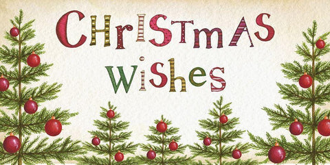 Christmas Wishes Black Ornate Wood Framed Art Print with Double Matting by P.S. Art