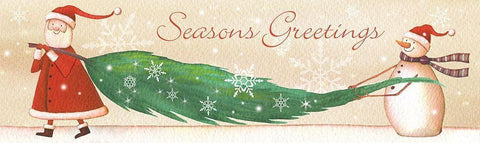 Seasons Greetings White Modern Wood Framed Art Print with Double Matting by P.S. Art