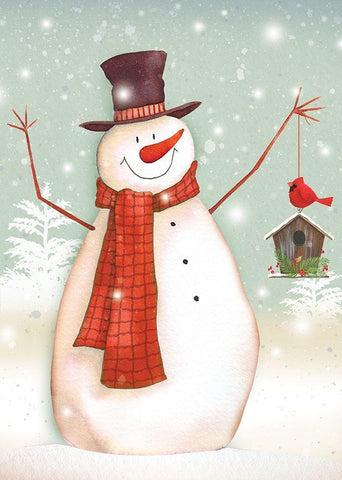 Birdhouse Snowman Black Ornate Wood Framed Art Print with Double Matting by P.S. Art