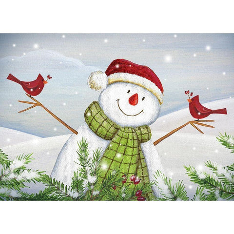Cardinal Snowman Black Modern Wood Framed Art Print by P.S. Art