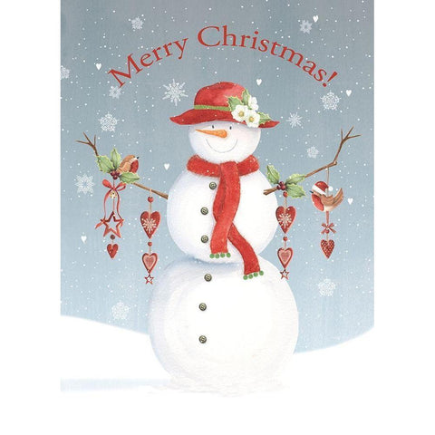 Merry Christmas Snowman Black Modern Wood Framed Art Print by P.S. Art