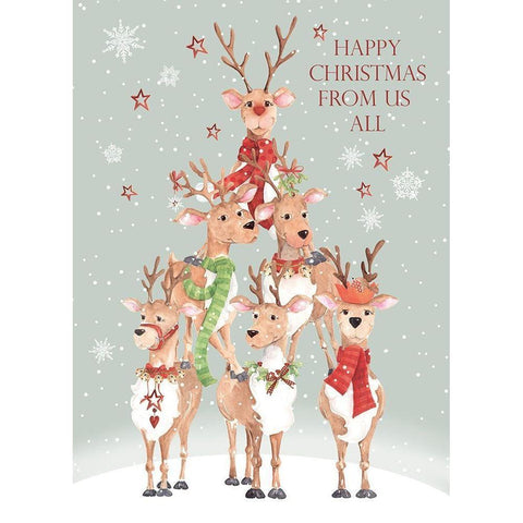 Happy Christmas White Modern Wood Framed Art Print by P.S. Art
