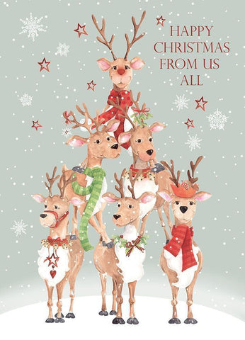 Happy Christmas White Modern Wood Framed Art Print with Double Matting by P.S. Art