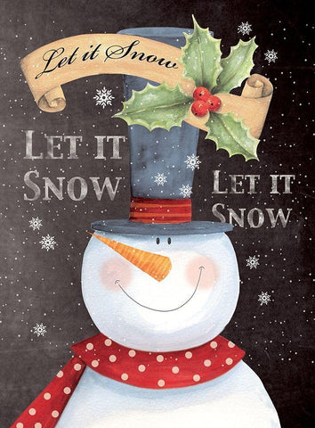 Let It Snow Black Ornate Wood Framed Art Print with Double Matting by P.S. Art