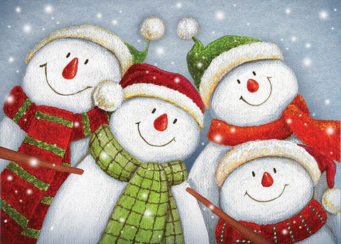 Snowman Friends Black Ornate Wood Framed Art Print with Double Matting by P.S. Art