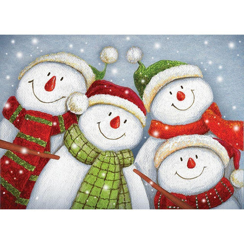 Snowman Friends White Modern Wood Framed Art Print by P.S. Art