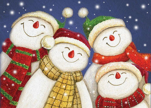 Snowman Friends II Black Ornate Wood Framed Art Print with Double Matting by P.S. Art