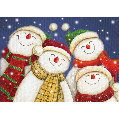 Snowman Friends II Gold Ornate Wood Framed Art Print with Double Matting by P.S. Art