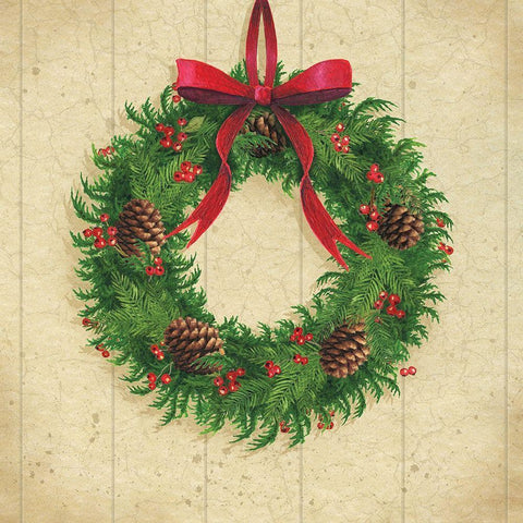 Holiday Wreath Black Modern Wood Framed Art Print with Double Matting by P.S. Art