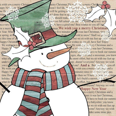 Snowman White Modern Wood Framed Art Print by P.S. Art