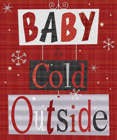 Baby Its Cold Outside White Modern Wood Framed Art Print with Double Matting by P.S. Art
