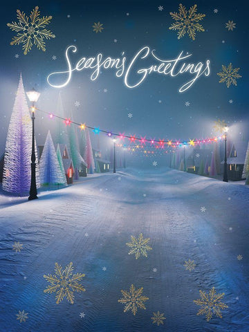 Seasons Greetings Black Ornate Wood Framed Art Print with Double Matting by P.S. Art