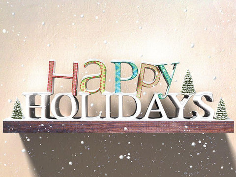 Happy Holidays Black Ornate Wood Framed Art Print with Double Matting by P.S. Art