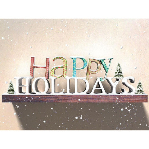 Happy Holidays Gold Ornate Wood Framed Art Print with Double Matting by P.S. Art