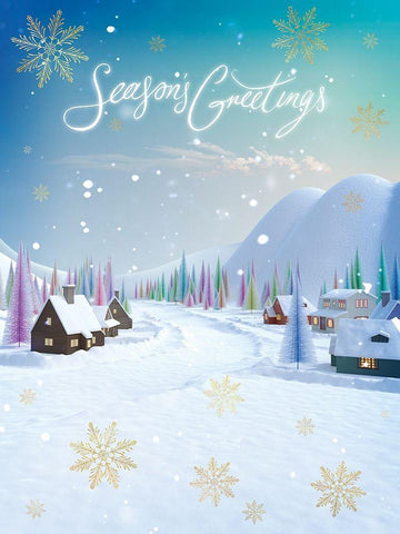 Seasons Greetings Black Ornate Wood Framed Art Print with Double Matting by P.S. Art