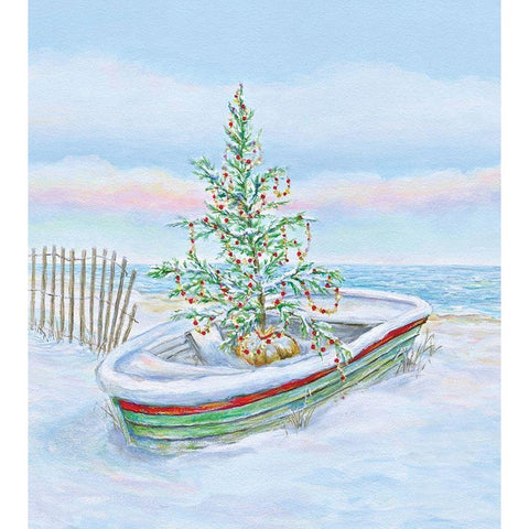 Coastal Christmas II White Modern Wood Framed Art Print by P.S. Art