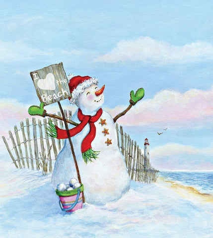 Coastal Christmas III White Modern Wood Framed Art Print with Double Matting by P.S. Art