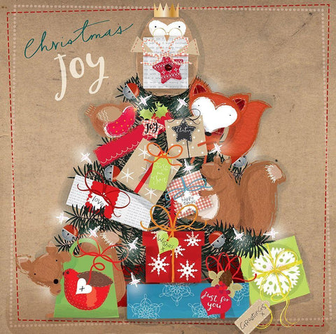 Christmas Joy White Modern Wood Framed Art Print with Double Matting by P.S. Art