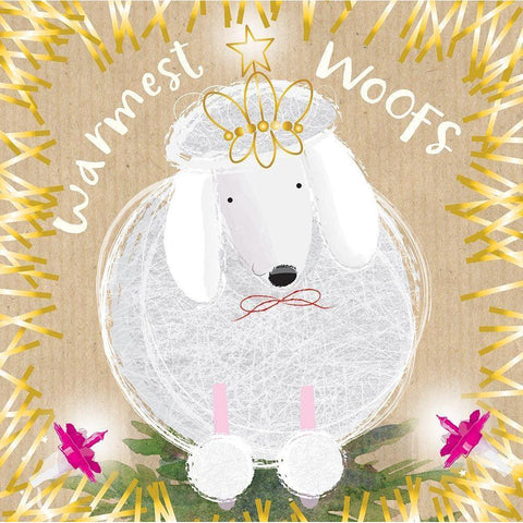 Warmest Woofs White Modern Wood Framed Art Print by P.S. Art