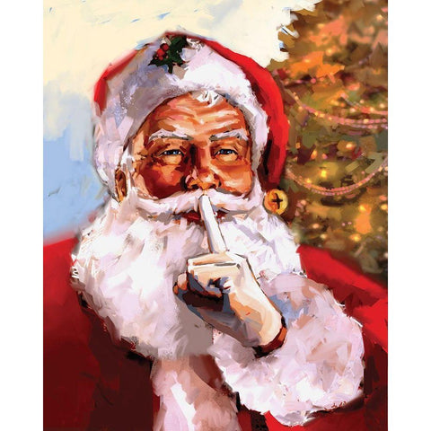 Santa White Modern Wood Framed Art Print by P.S. Art