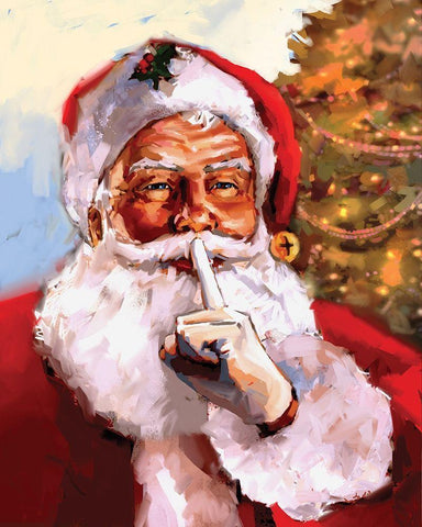Santa White Modern Wood Framed Art Print with Double Matting by P.S. Art