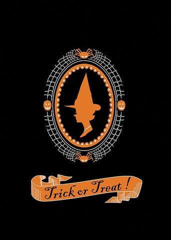 Trick or Treat! White Modern Wood Framed Art Print with Double Matting by P.S. Art