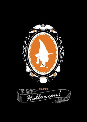 Happy Halloween! Black Ornate Wood Framed Art Print with Double Matting by P.S. Art