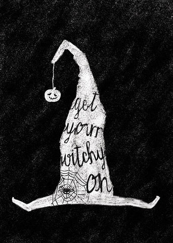 Witch Hat Black Ornate Wood Framed Art Print with Double Matting by P.S. Art