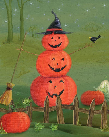 Pumpkin Stack Black Ornate Wood Framed Art Print with Double Matting by P.S. Art