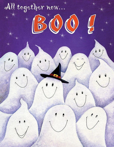 Boo! White Modern Wood Framed Art Print with Double Matting by P.S. Art