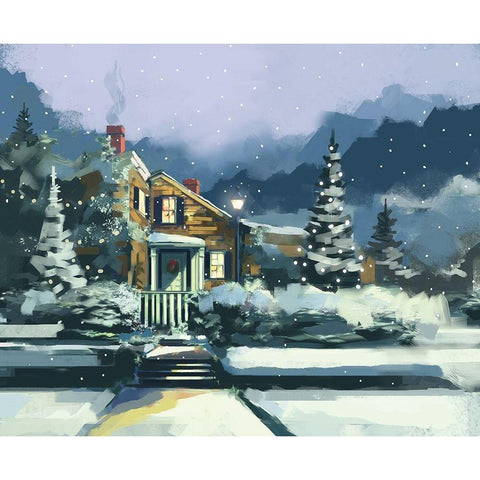 Holiday House Gold Ornate Wood Framed Art Print with Double Matting by P.S. Art