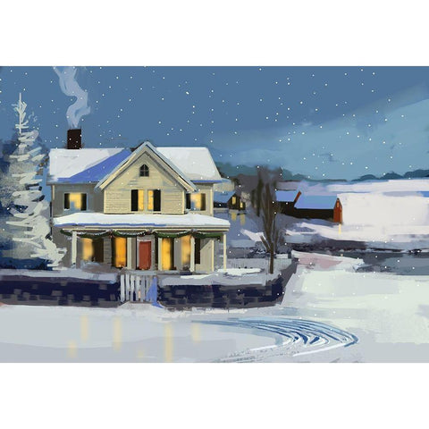 Holiday House II Black Modern Wood Framed Art Print by P.S. Art