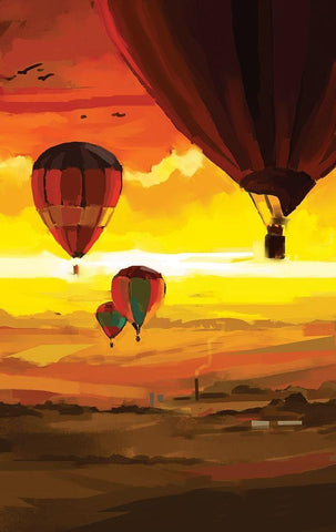 Hot Air Balloons Black Ornate Wood Framed Art Print with Double Matting by P.S. Art