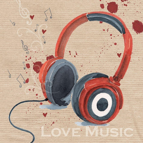 Love Music White Modern Wood Framed Art Print by P.S. Art